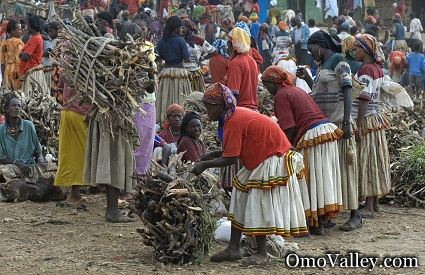 Several Tribes at the Local Market in Southern Ethiopia